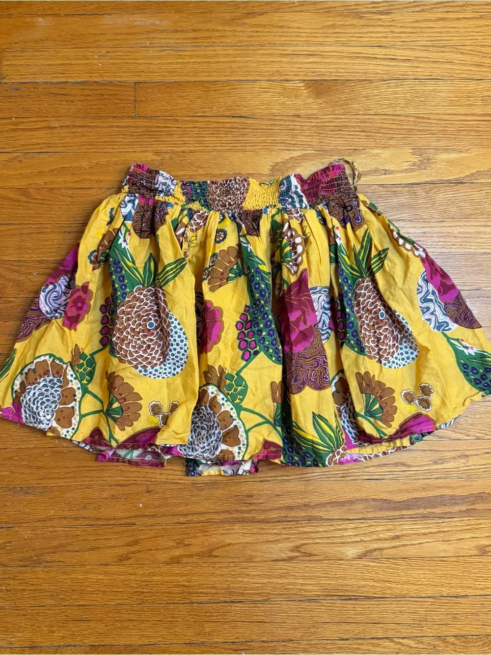 Anthropologie Let Me Be Mixed Print Mini Skirt Women’s M Yellow Floral Bro